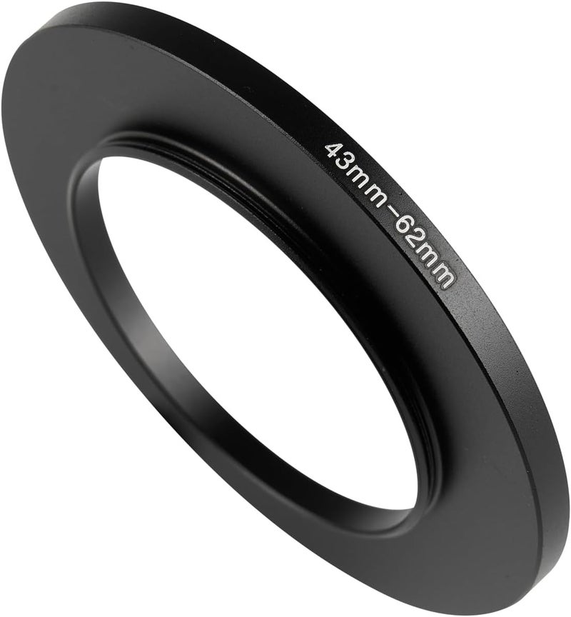 JOYTOLIN 43-62mm Metal Step-Up Ring Adapter Compatible with Mirrorless Cameras DSLR Lens, UV CPL ND Filter Thread Converter, Black - Image 1